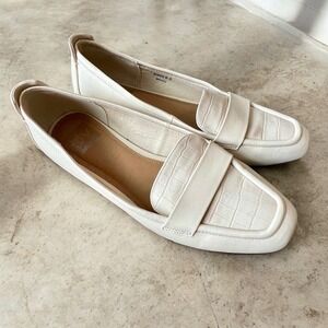 DV Dolce Vita Mango Cream Croc Embossed Square‎ Toe Loafers Women's Shoes 8.5